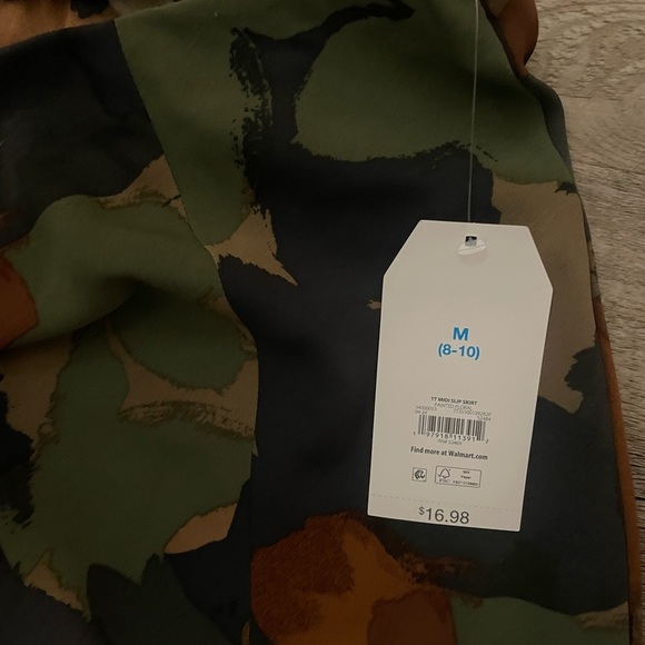 Time and Tru Green Orange Midi Slip Skirt - Picture 4 of 4